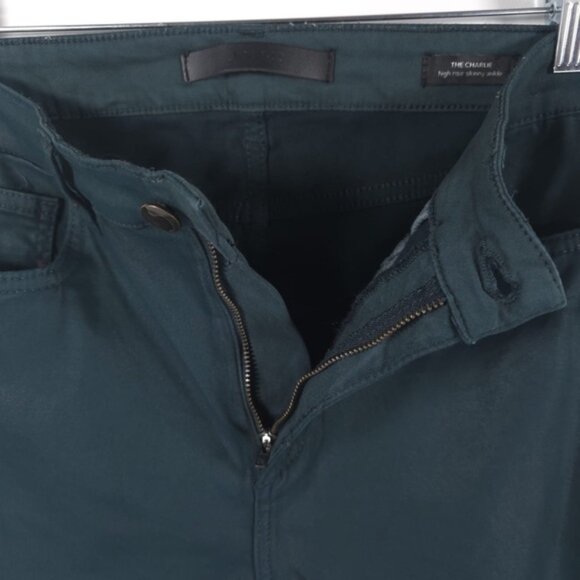 JOE’S THE CHARLIE High Rise Skinny Ankle Green Coated Pants Jeans RawHem Size 29 - Picture 10 of 11
